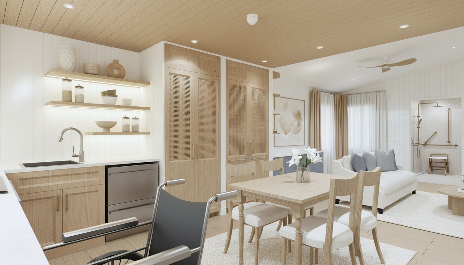 VIVID accessible kitchen and living — Coastal Luxe
